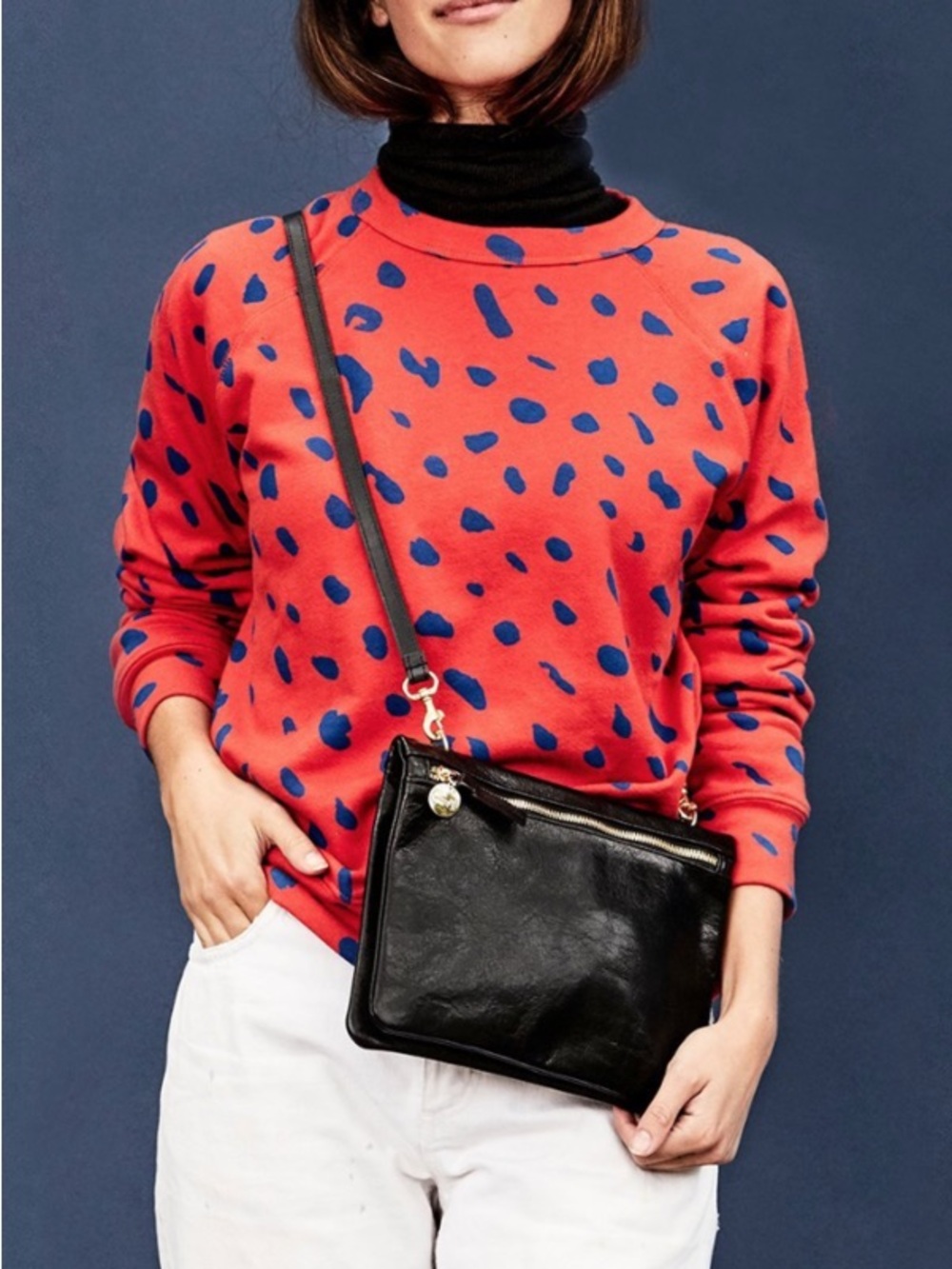Clare V. | Crewneck Cotton Sweatshirt in Red Jaguar Medium
